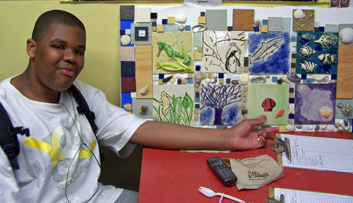 Ismael with sea-life tile