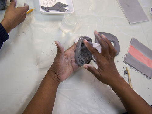 Langston Hughes Senior Center sculpting session