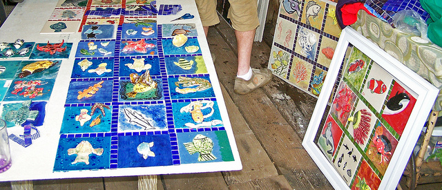 Patrick Dennis mounting Ceramic Tiles.